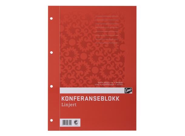 Konferanseblokk EMO A4 70g 100bl linjer Miljømerket 
